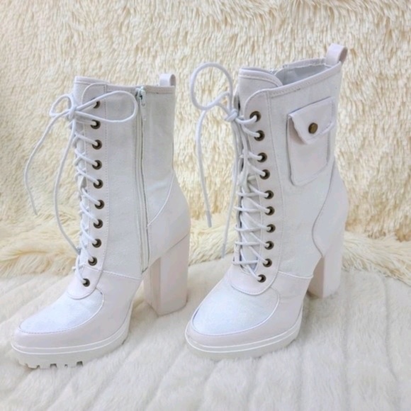 Mata Shoes Shoes - * Mata Shoes White 4" Chunky Heel Booties